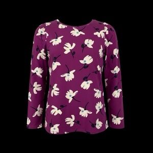 Tea Collection Purple Tossed Lotus Floral Ruffle Shirt Sz 16